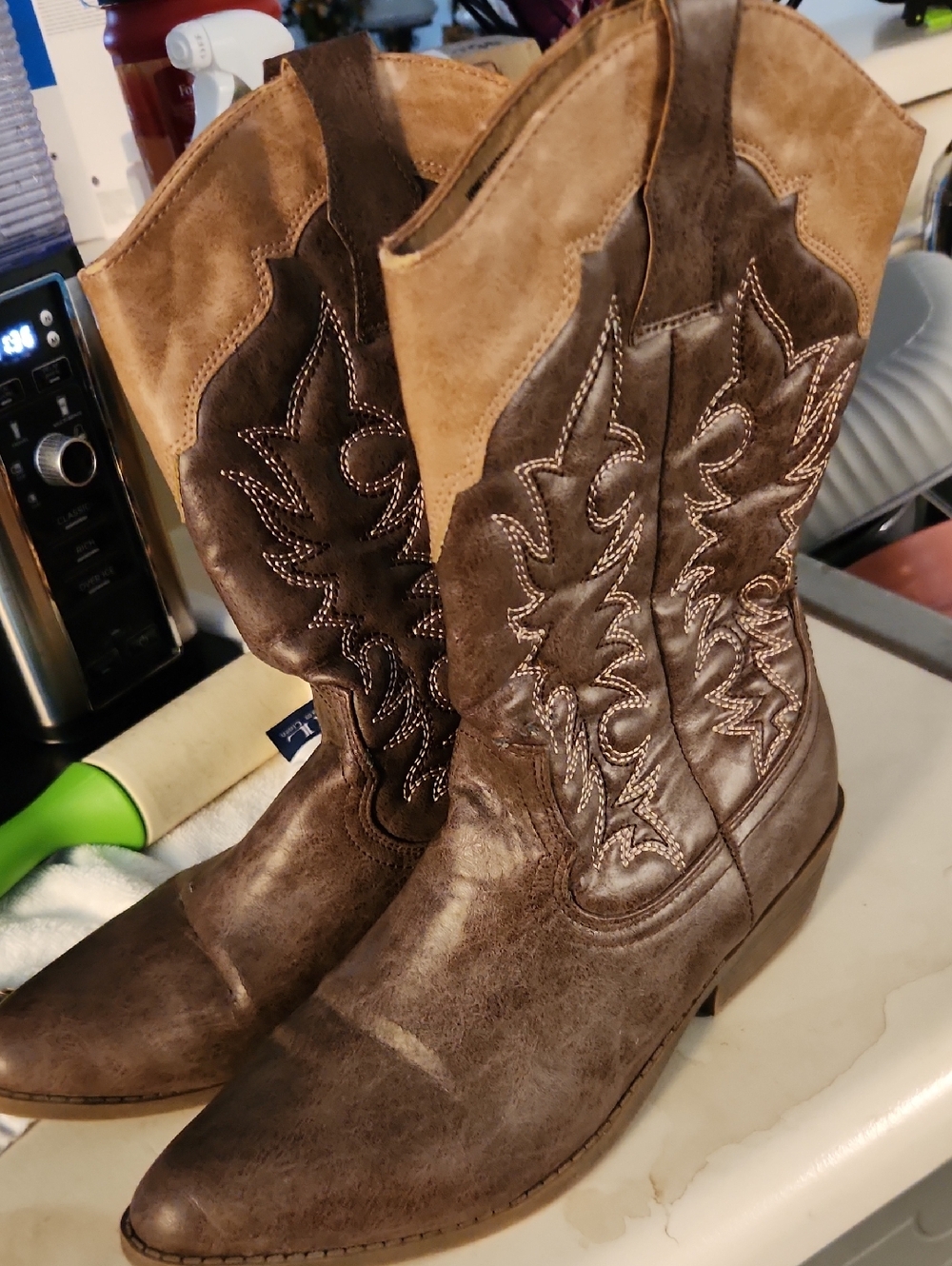 Brown Two-Tone Western Cowboy Boots